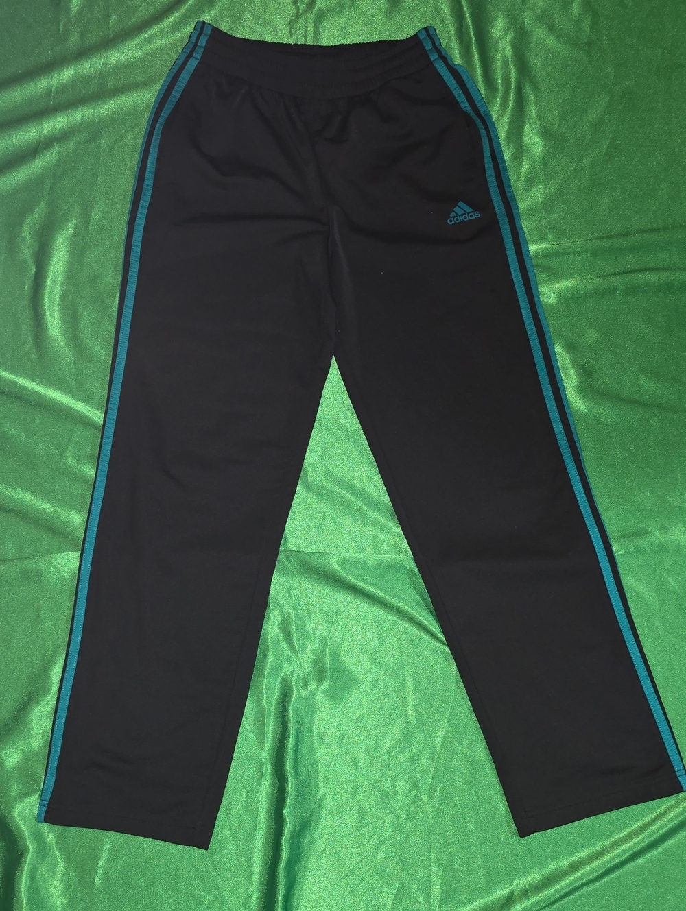 adidas Black Joggers with Teal Side Stripes